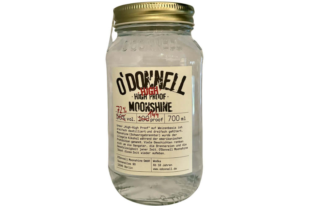O'Donnell Vodka Moonshine High High Proof (ALC 72% VOL) Glas-EW 700ml