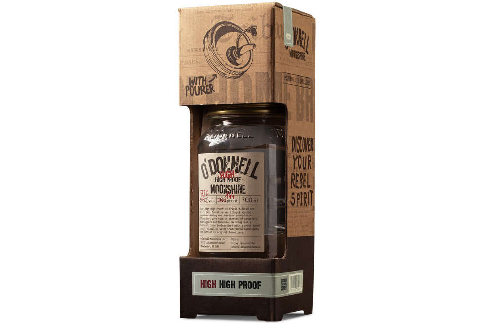 O'Donnell Vodka Moonshine High High Proof (ALC 72% VOL) Combi-Set Glas-EW 700ml