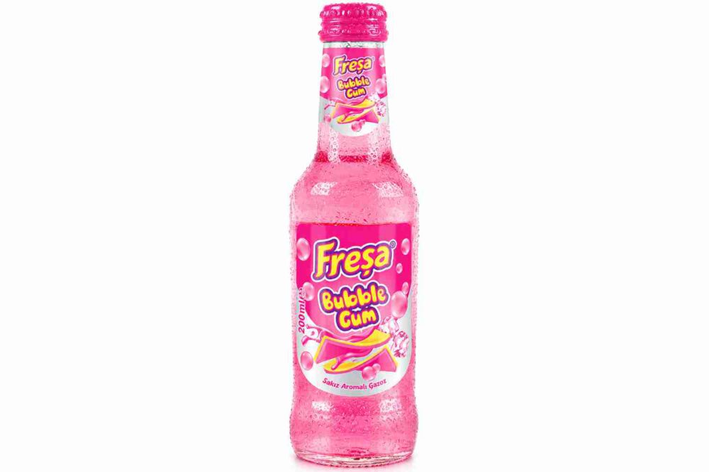 Fresa Bubble Gum Drink 200ml Glasflasche